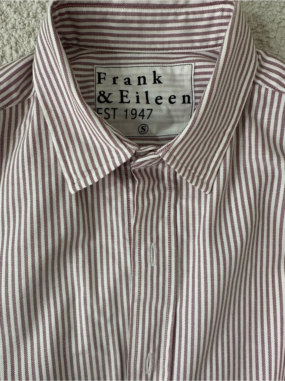Frank & Eileen women’s Burgundy and White Striped Dress Shirt